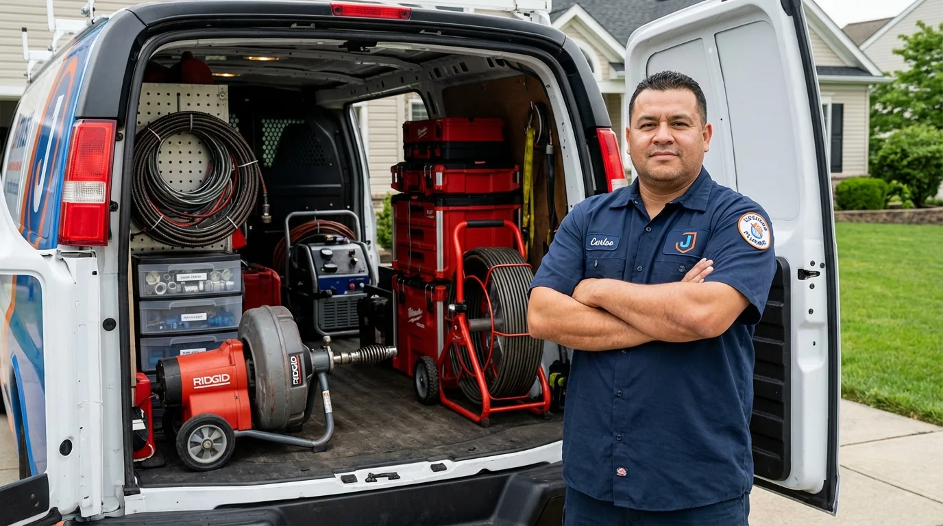 Professional drain cleaning equipment and Johns Plumbing LLC plumber in Orange Cove