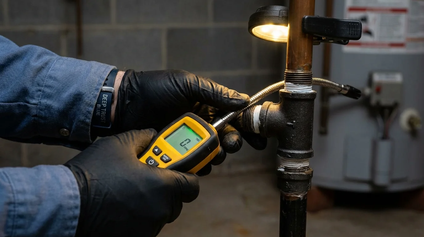 Gas leak detection with electronic sniffer by Johns Plumbing LLC in Orange Cove