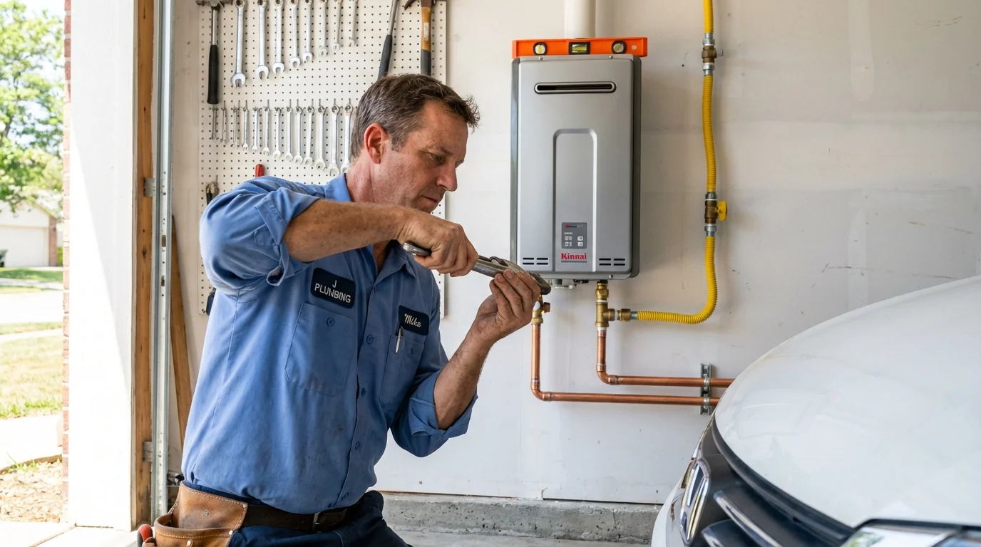 Tankless water heater installation by a Johns Plumbing LLC plumber in Orange Cove